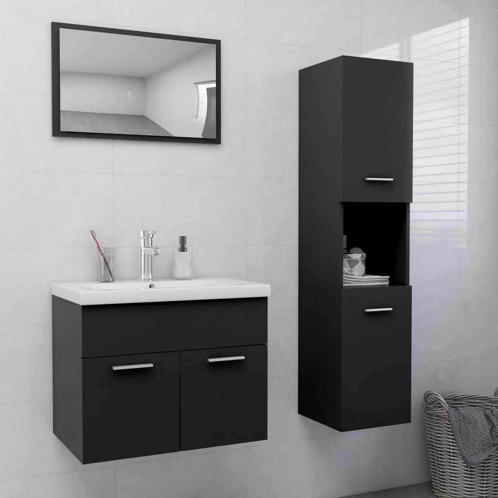 Berkfield Bathroom Furniture Set Grey Engineered Wood