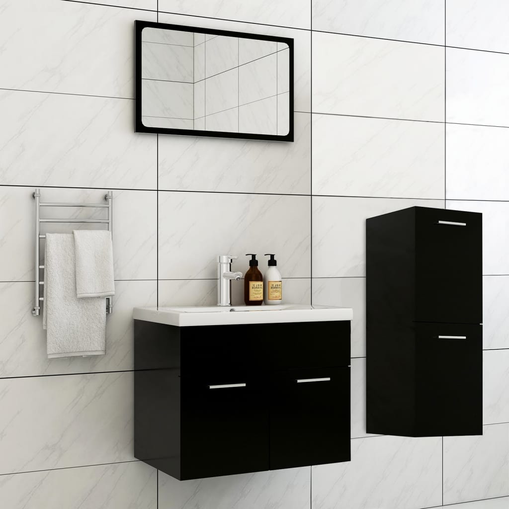 Berkfield Bathroom Furniture Set Black Engineered Wood