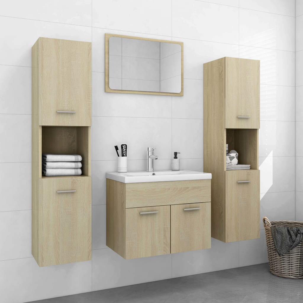Berkfield Bathroom Furniture Set Sonoma Oak Engineered Wood