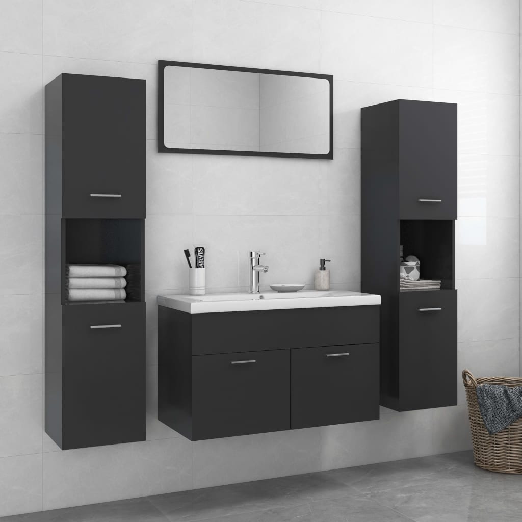Berkfield Bathroom Furniture Set Grey Engineered Wood