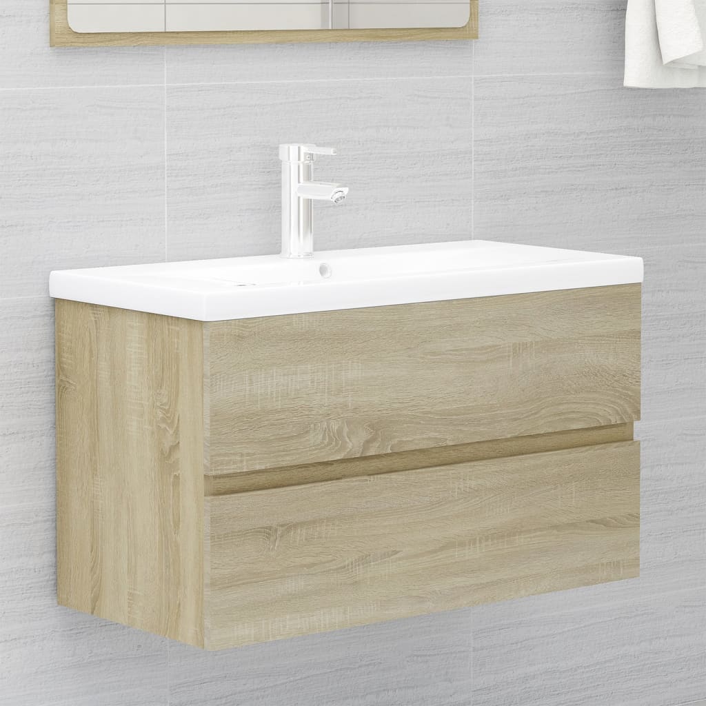Berkfield Sink Cabinet with Built-in Basin Sonoma Oak Engineered Wood