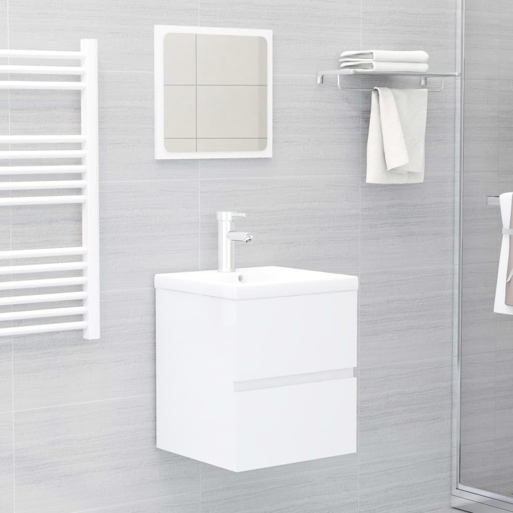 Berkfield Bathroom Furniture Set High Gloss White Engineered Wood