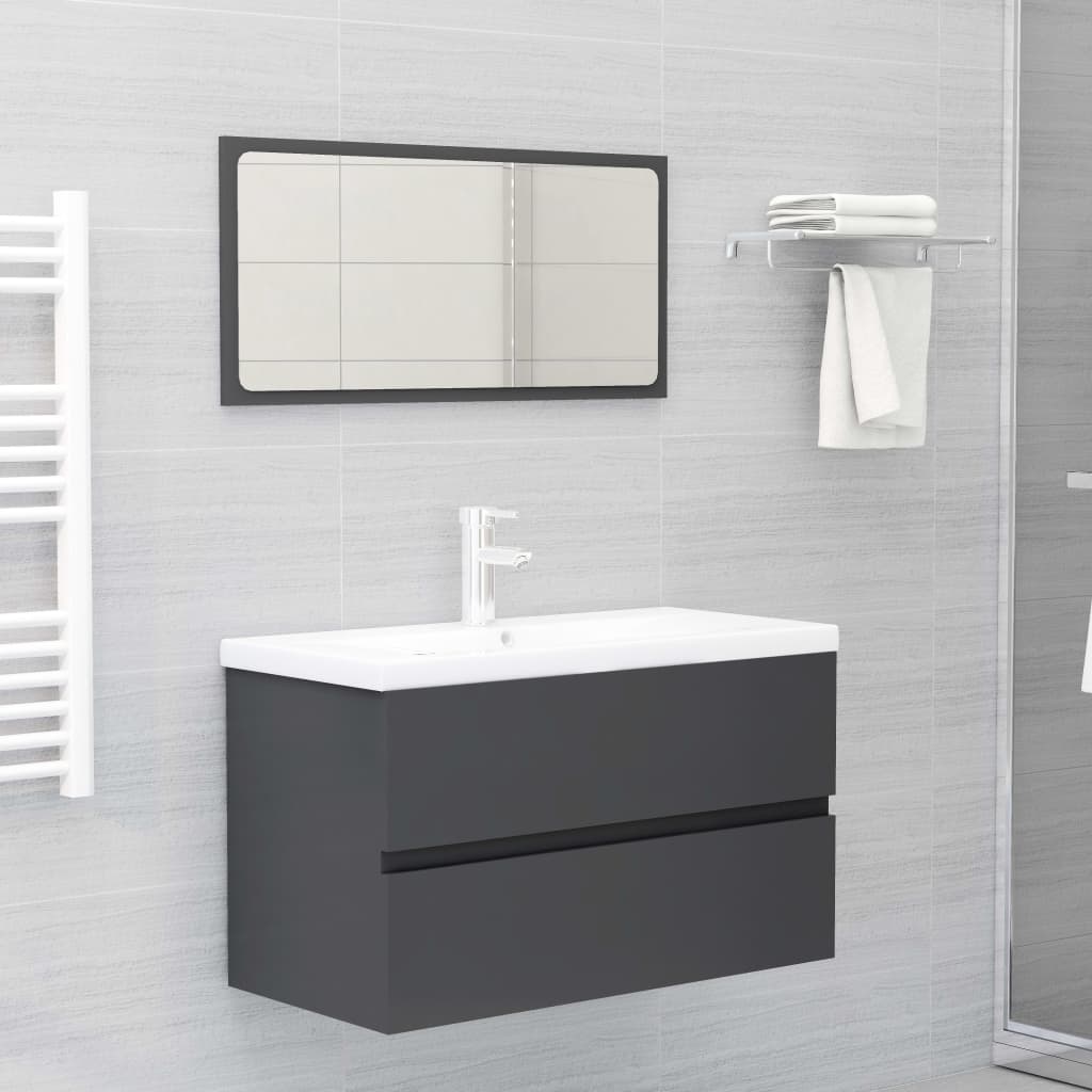 Berkfield Bathroom Furniture Set Grey Engineered Wood