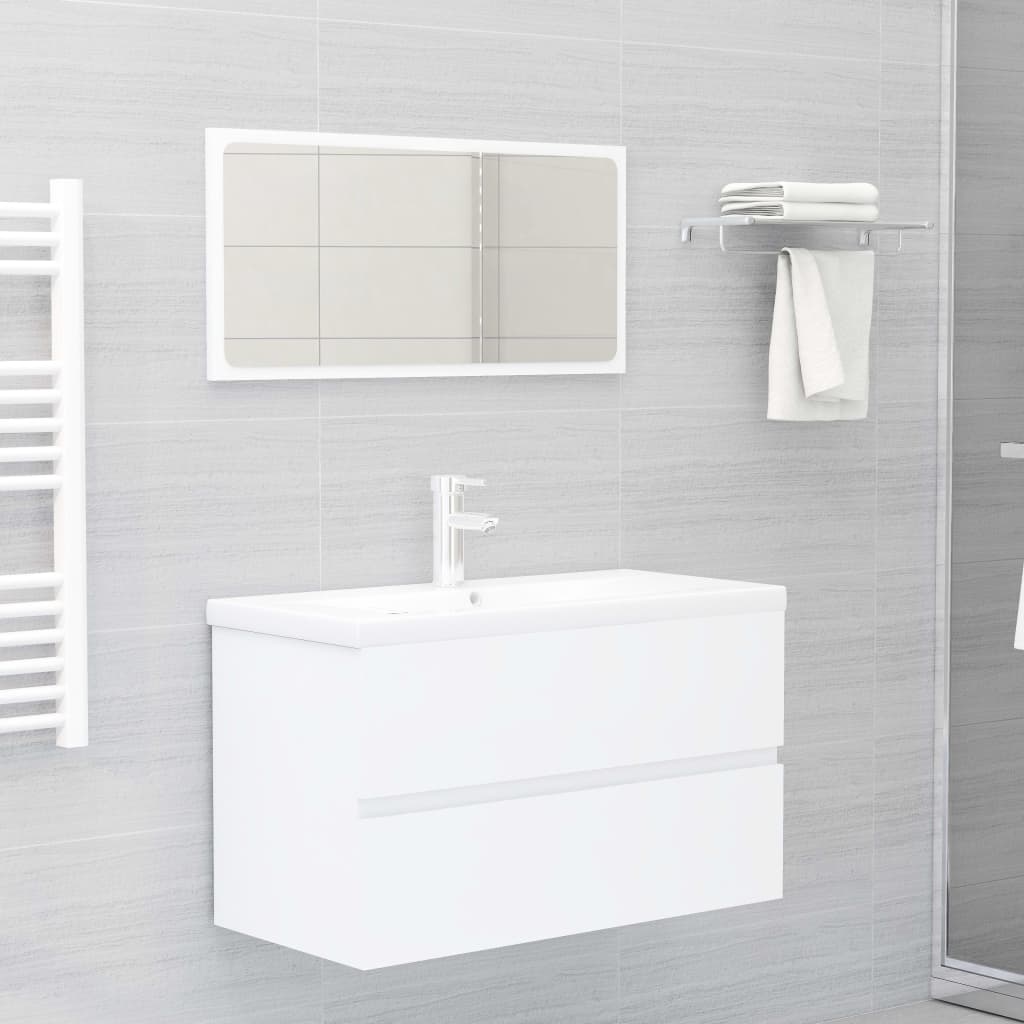Berkfield Bathroom Furniture Set White Engineered Wood