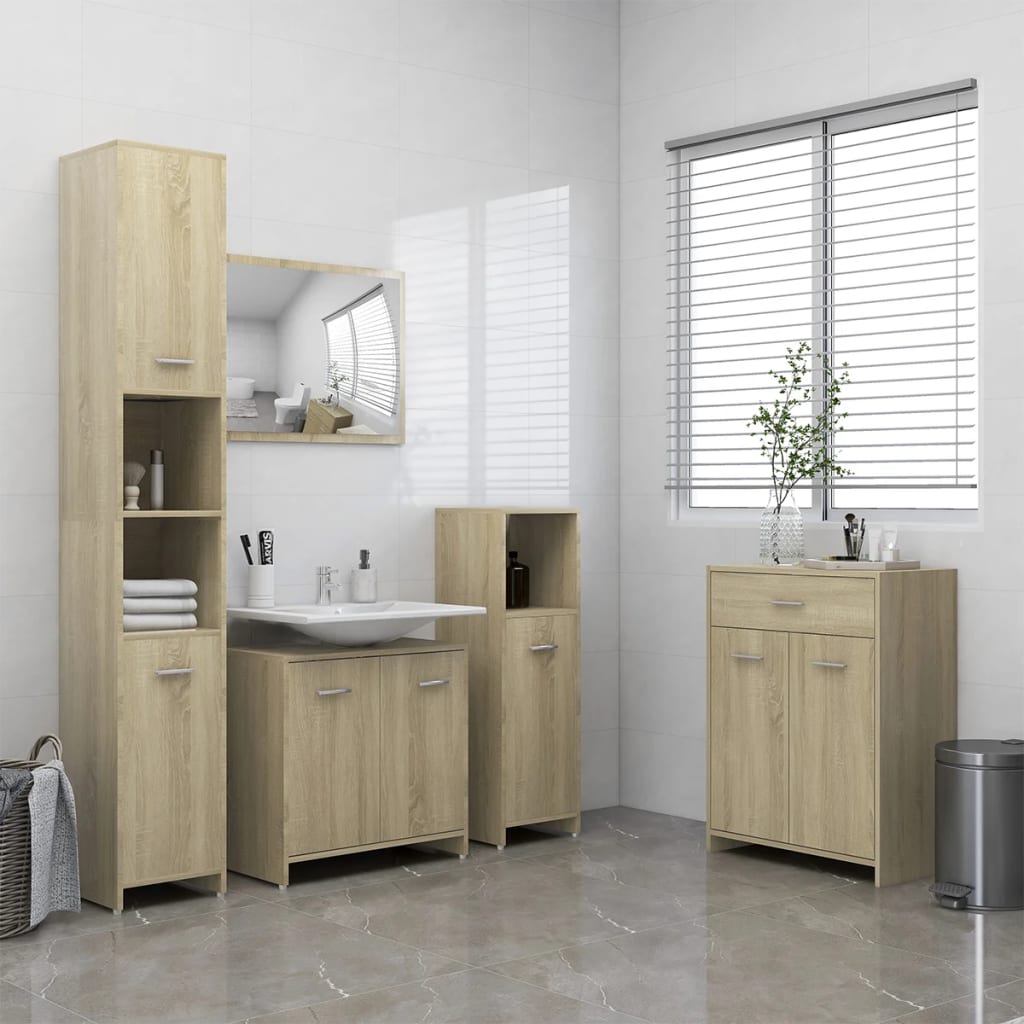Berkfield 4 Piece Bathroom Furniture Set Sonoma Oak