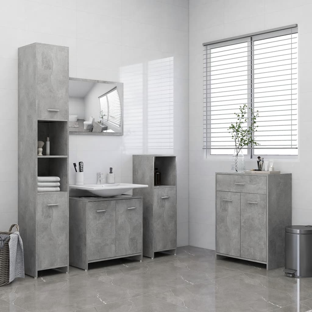 Berkfield 4 Piece Bathroom Furniture Set Concrete Grey