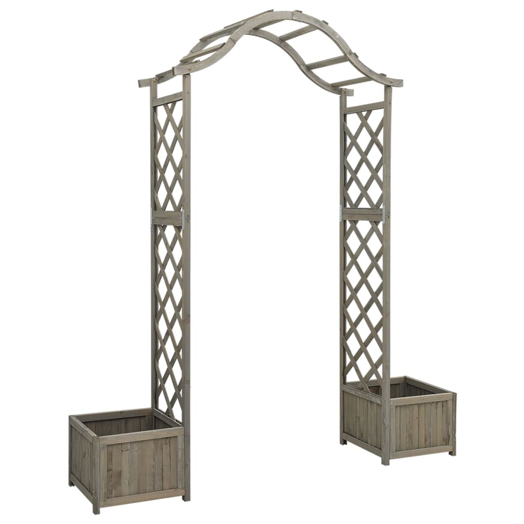 Berkfield Garden Pergola with Planter Grey Solid Firwood