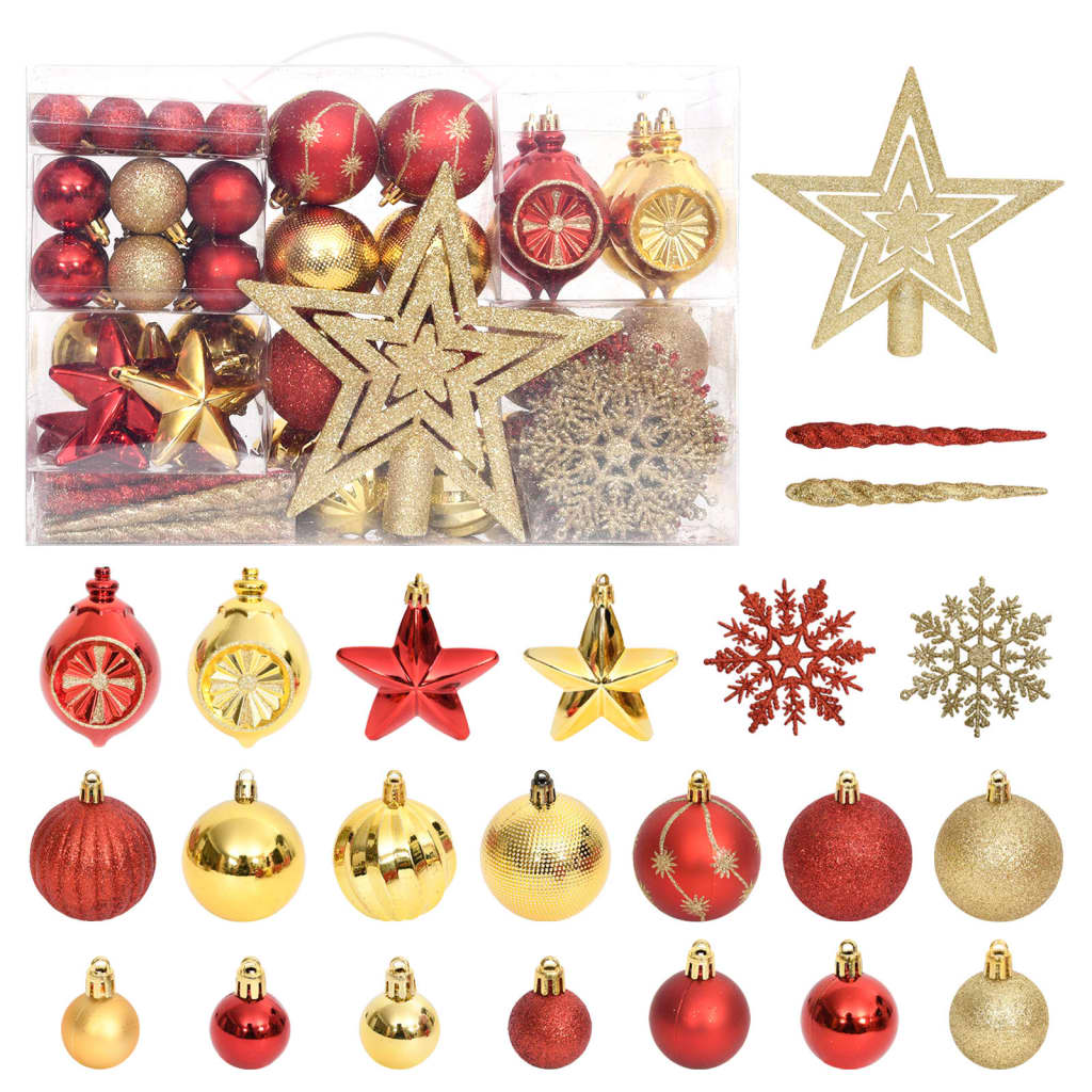 Berkfield 108 Piece Christmas Bauble Set Gold and Red