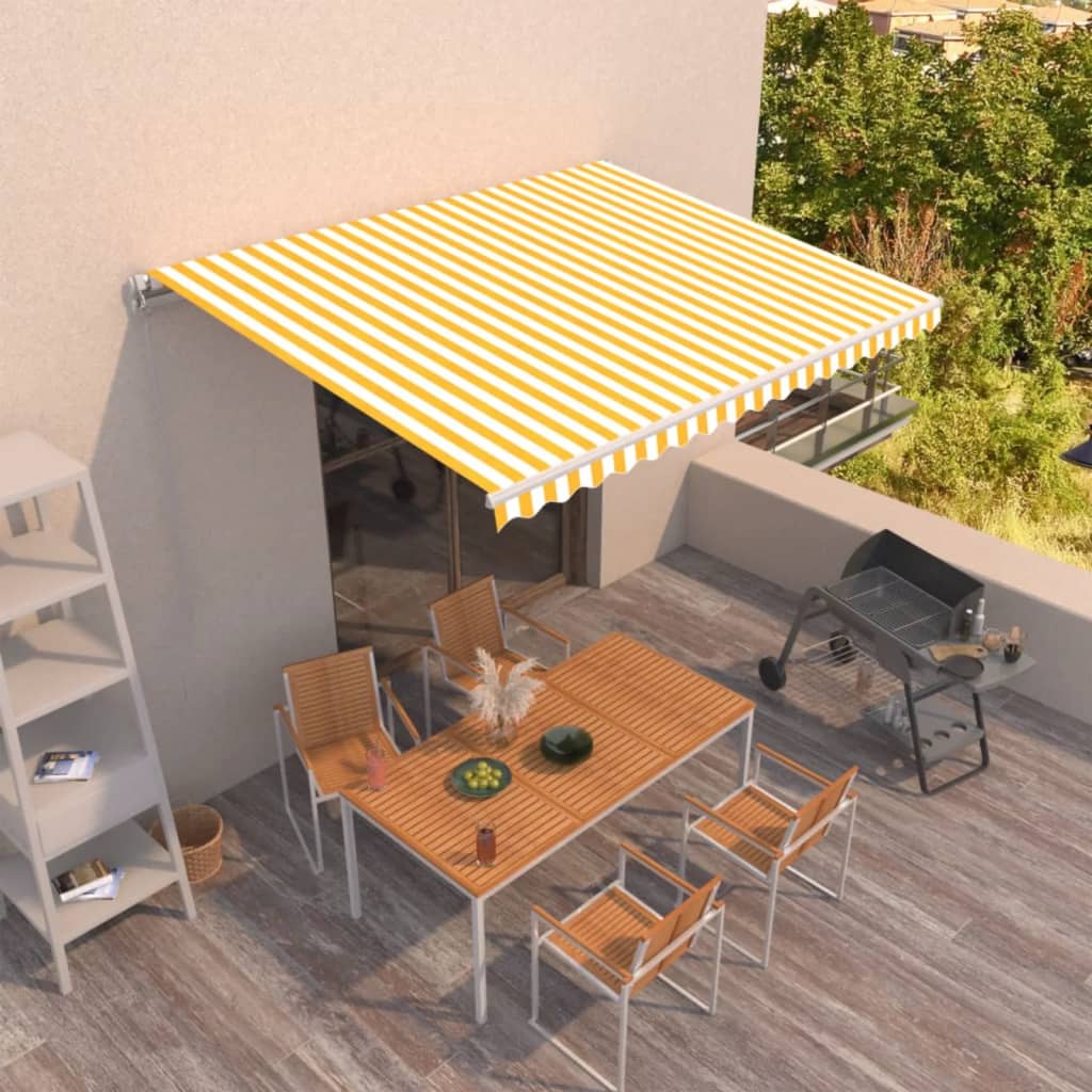 Berkfield Manual Retractable Awning 450x300 cm Yellow and White