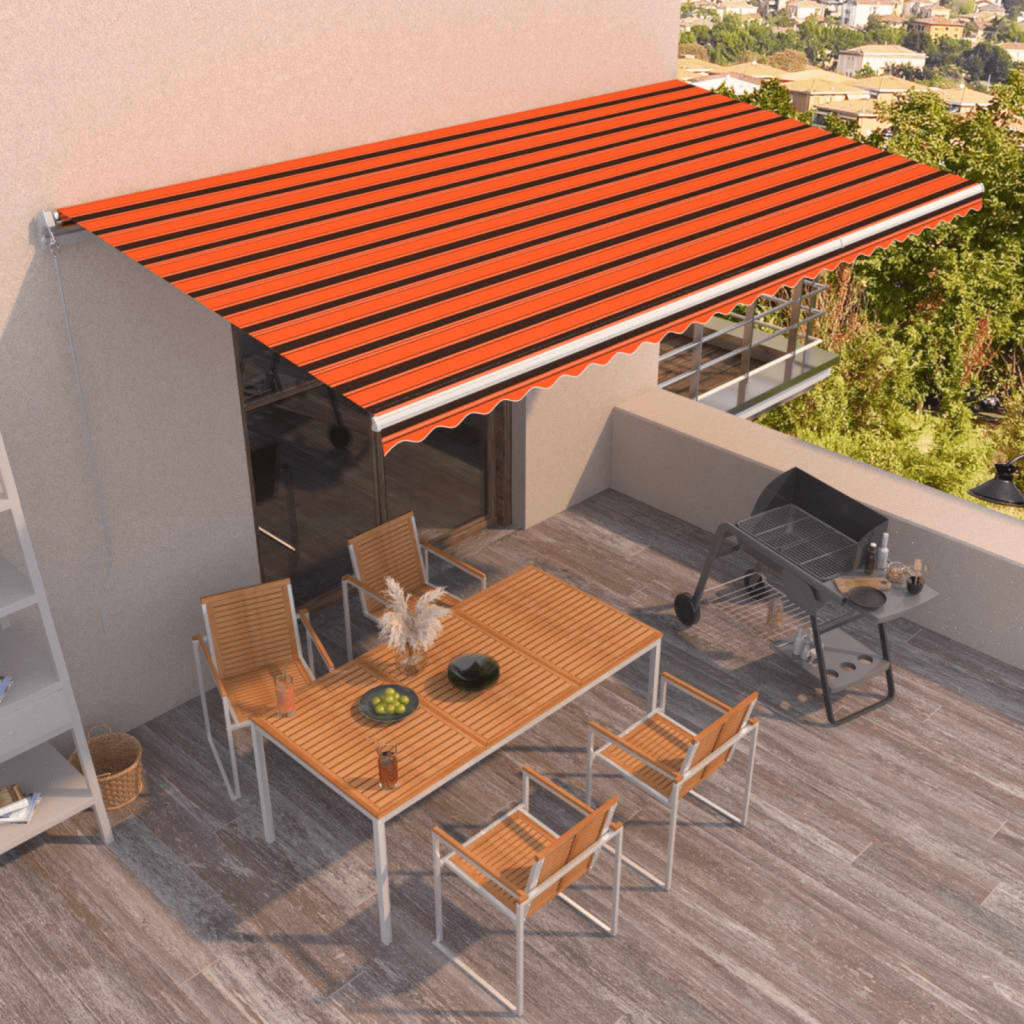 Berkfield Manual Retractable Awning 600x350 cm Orange and Brown