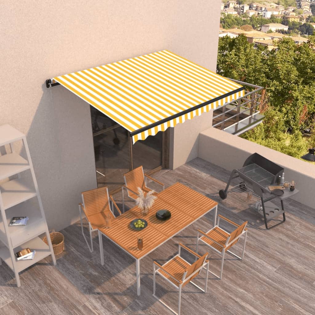 Berkfield Manual Retractable Awning 350x250 cm Yellow and White