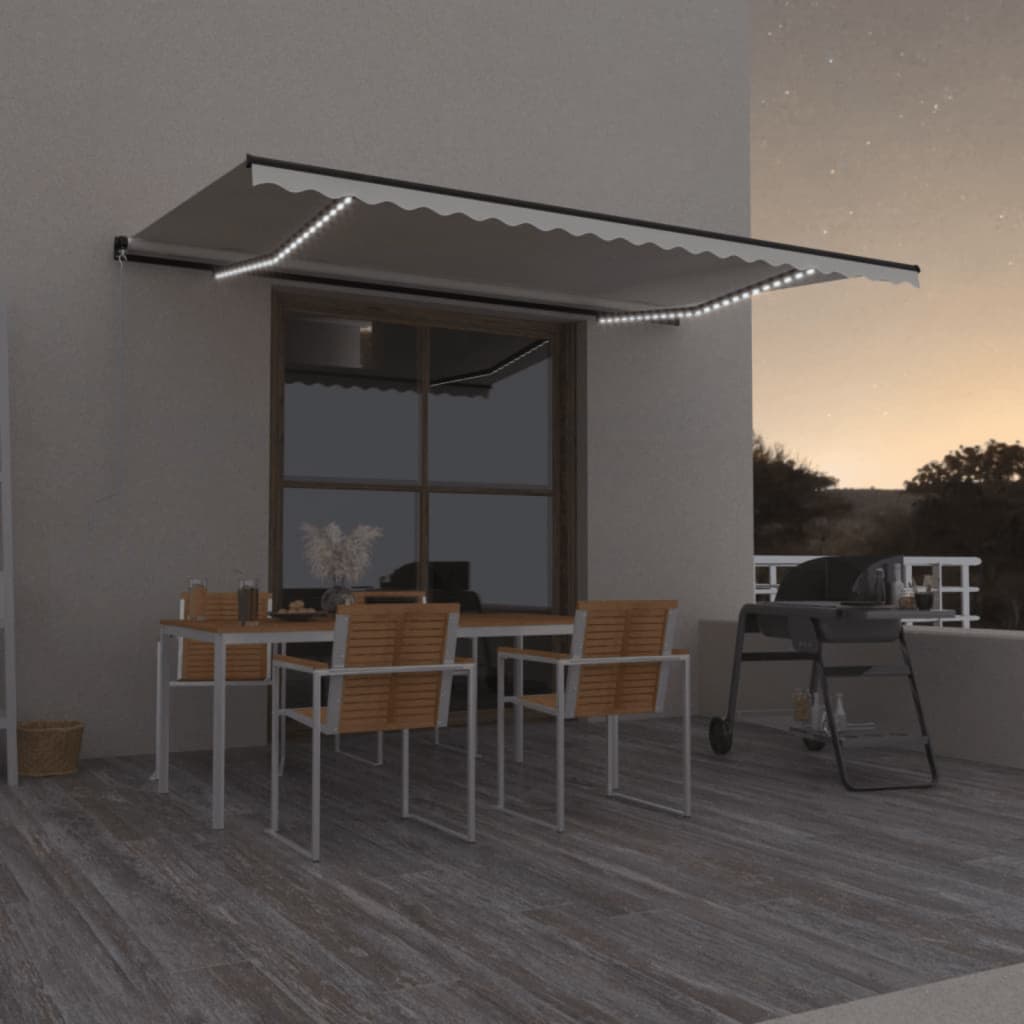 Berkfield Manual Retractable Awning with LED 500x350 cm Cream