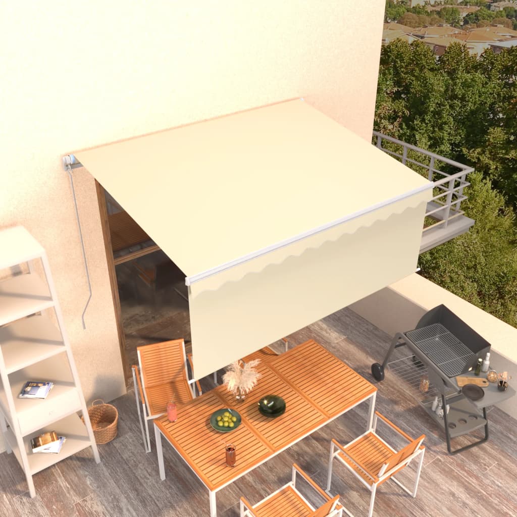 Berkfield Manual Retractable Awning with Blind 3.5x2.5m Cream