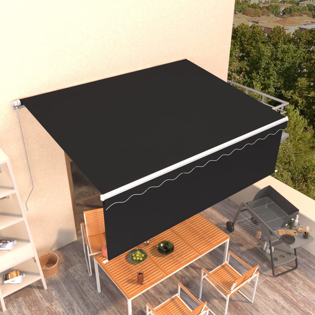 Berkfield Manual Retractable Awning with Blind 4.5x3m Anthracite