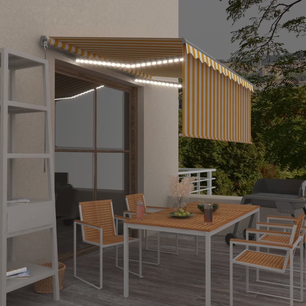 Berkfield Manual Retractable Awning with Blind&LED 3x2.5m Yellow&White