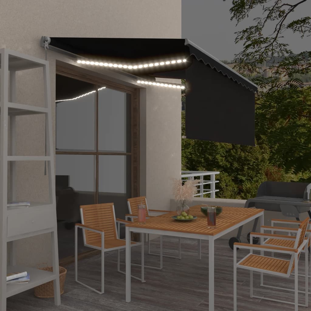 Berkfield Manual Retractable Awning with Blind&LED 3x2.5m Anthracite