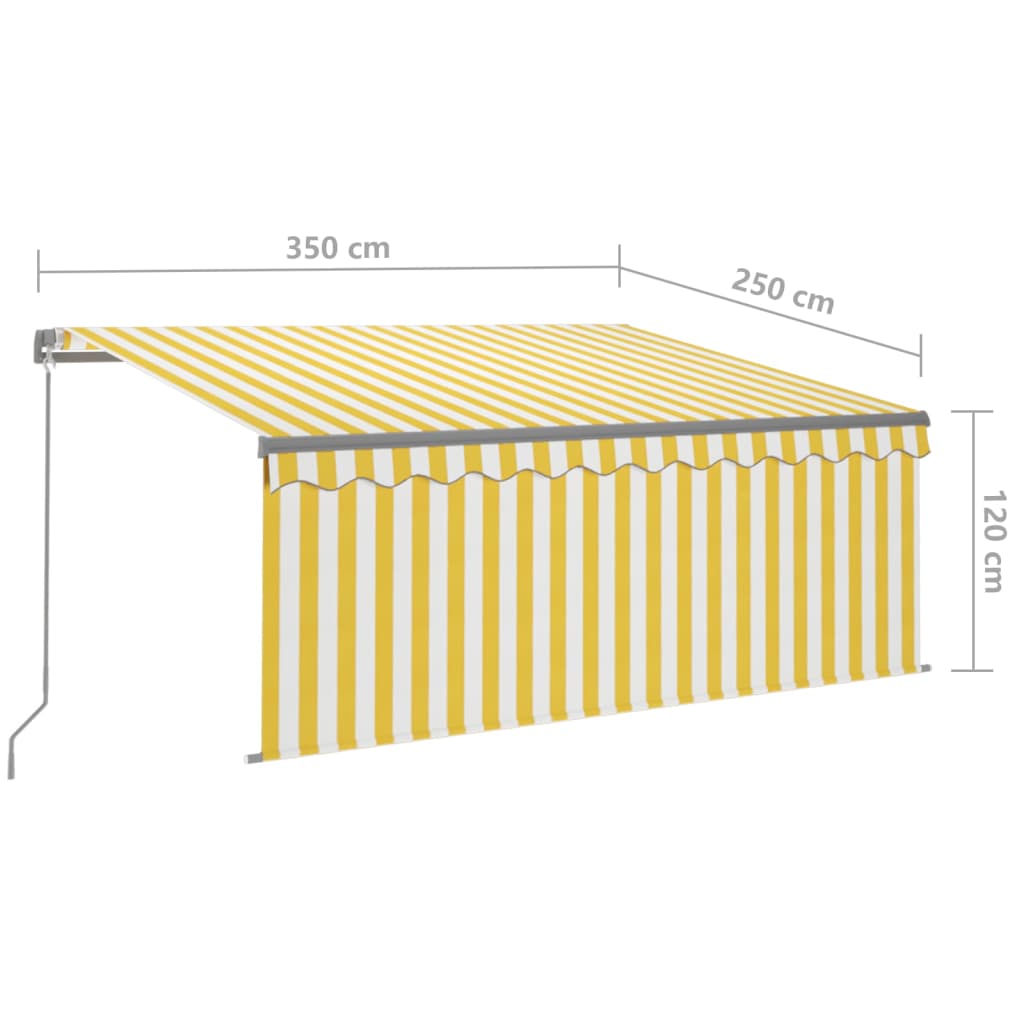 Berkfield Manual Retractable Awning with Blind 3.5x2.5m Yellow&White