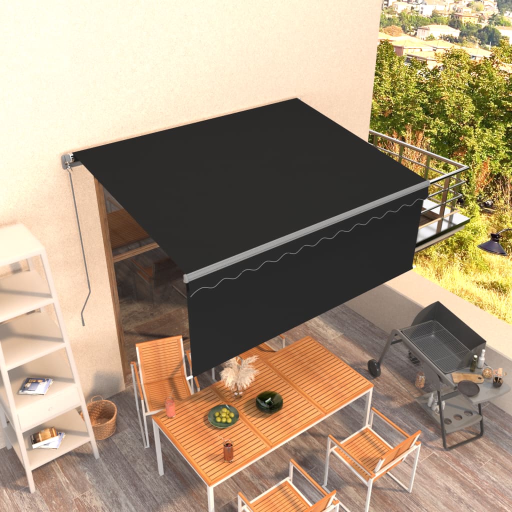 Berkfield Manual Retractable Awning with Blind 3.5x2.5m Anthracite