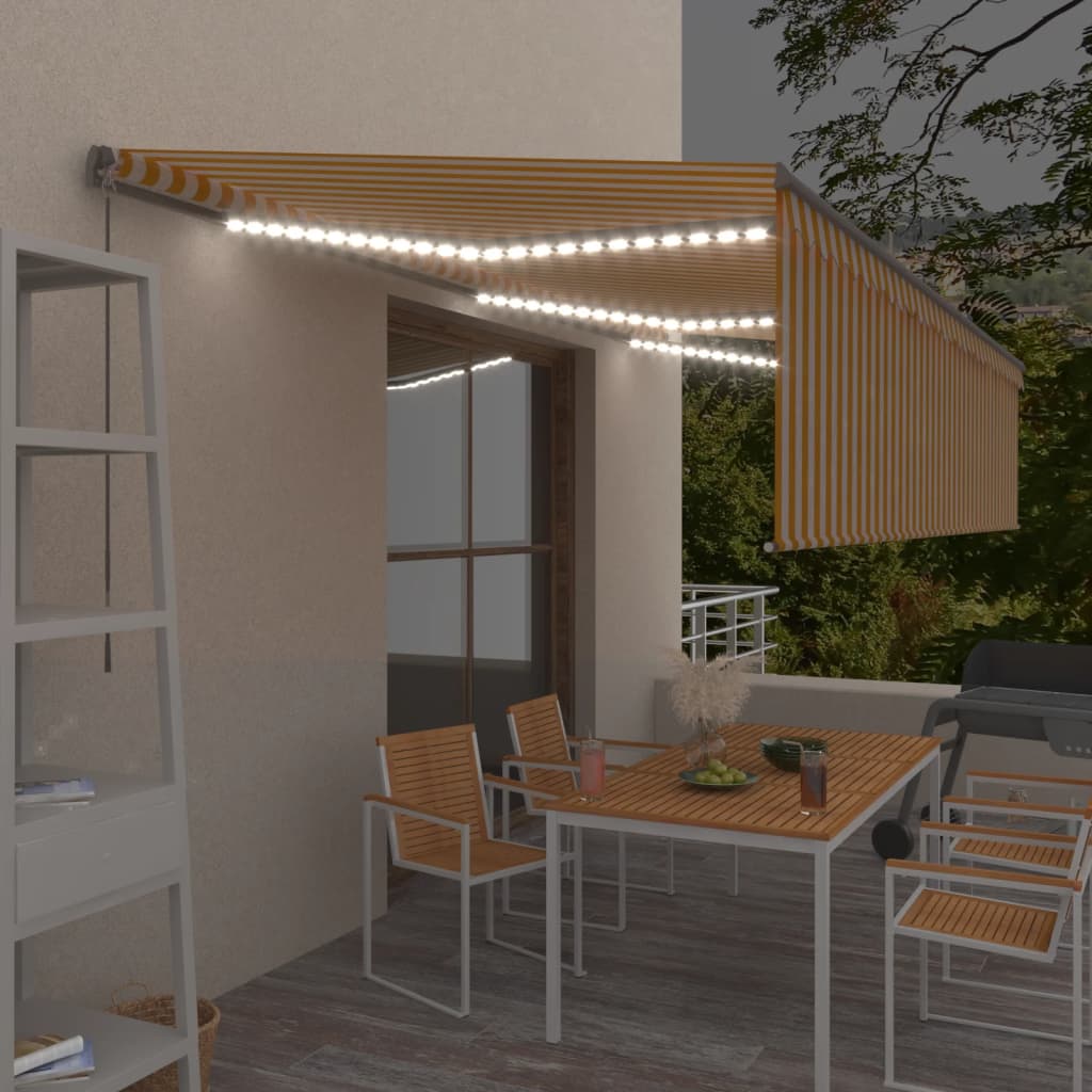 Berkfield Manual Retractable Awning with Blind&LED 6x3m Yellow&White