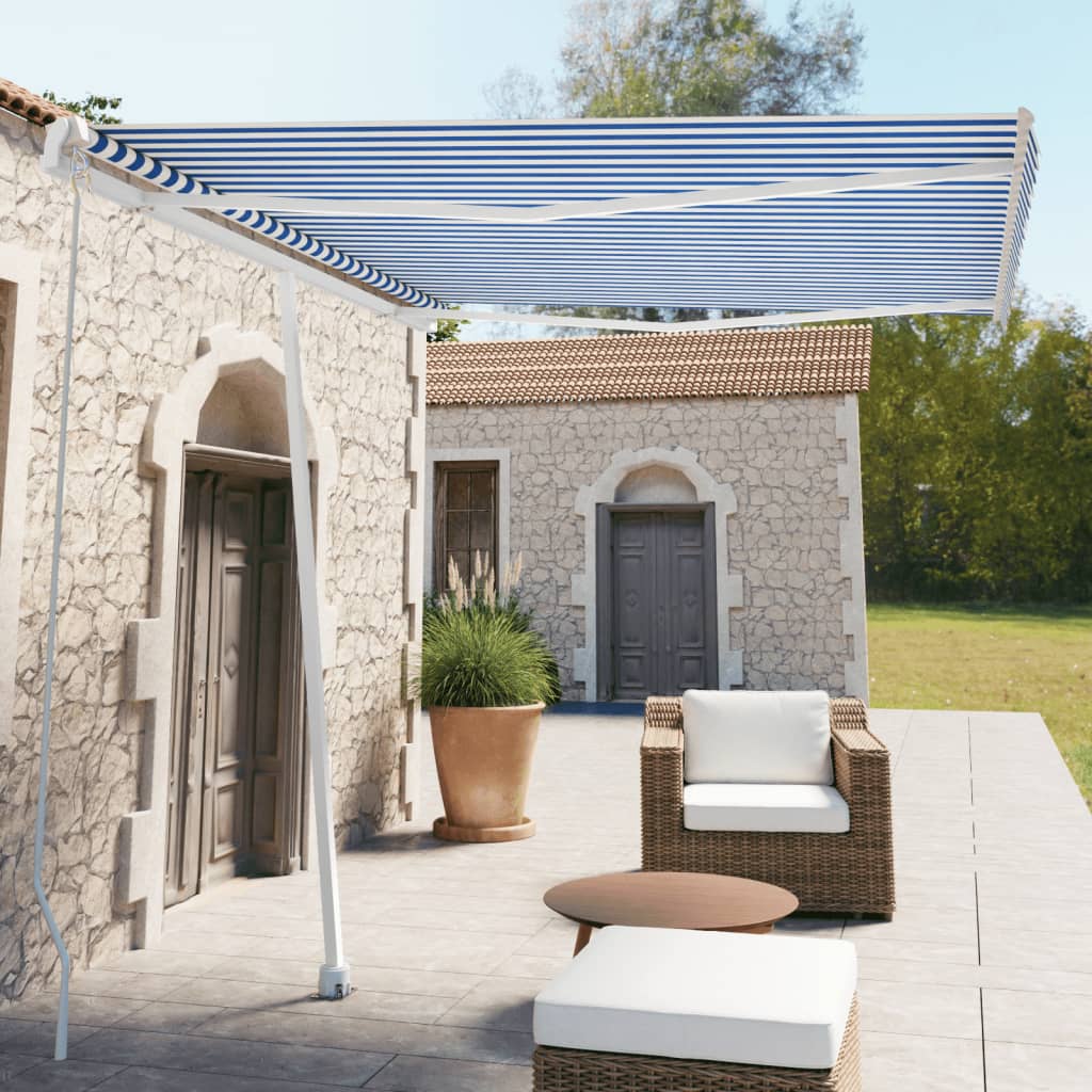 Berkfield Freestanding Manual Retractable Awning 300x250 cm Blue/White