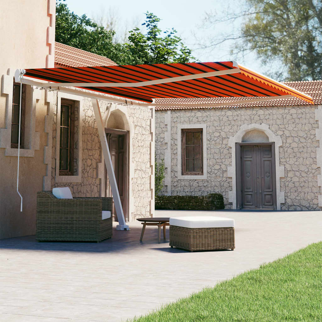 Berkfield Freestanding Manual Retractable Awning 450x300 cm Orange/Brown