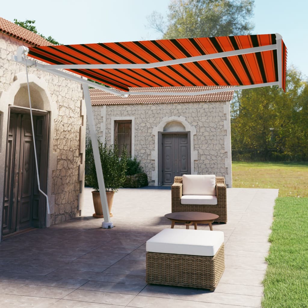 Berkfield Freestanding Manual Retractable Awning 400x350 cm Orange/Brown