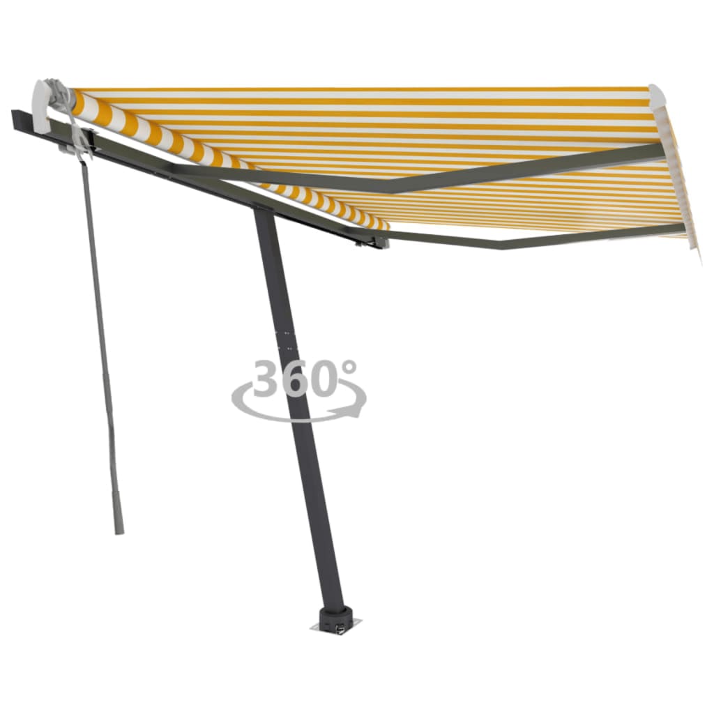 Berkfield Freestanding Manual Retractable Awning 300x250 cm Yellow/White