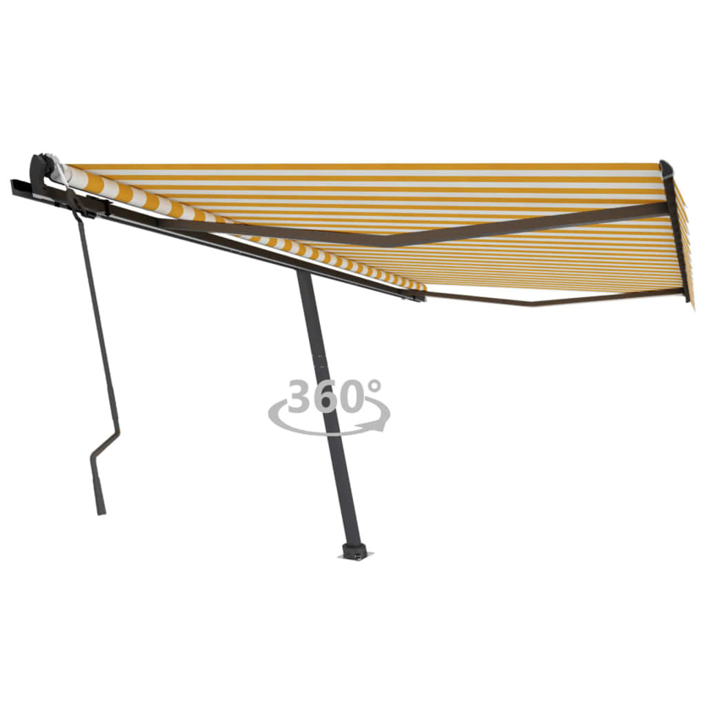 Berkfield Freestanding Manual Retractable Awning 400x300 cm Yellow/White