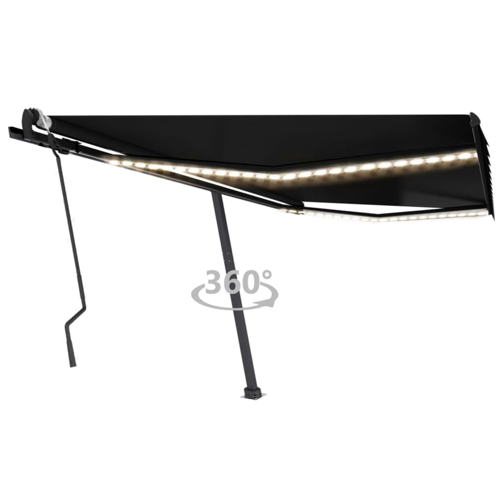 Berkfield Manual Retractable Awning with LED 400x300 cm Anthracite