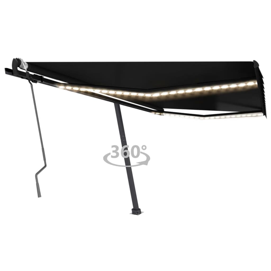 Berkfield Manual Retractable Awning with LED 450x300 cm Anthracite