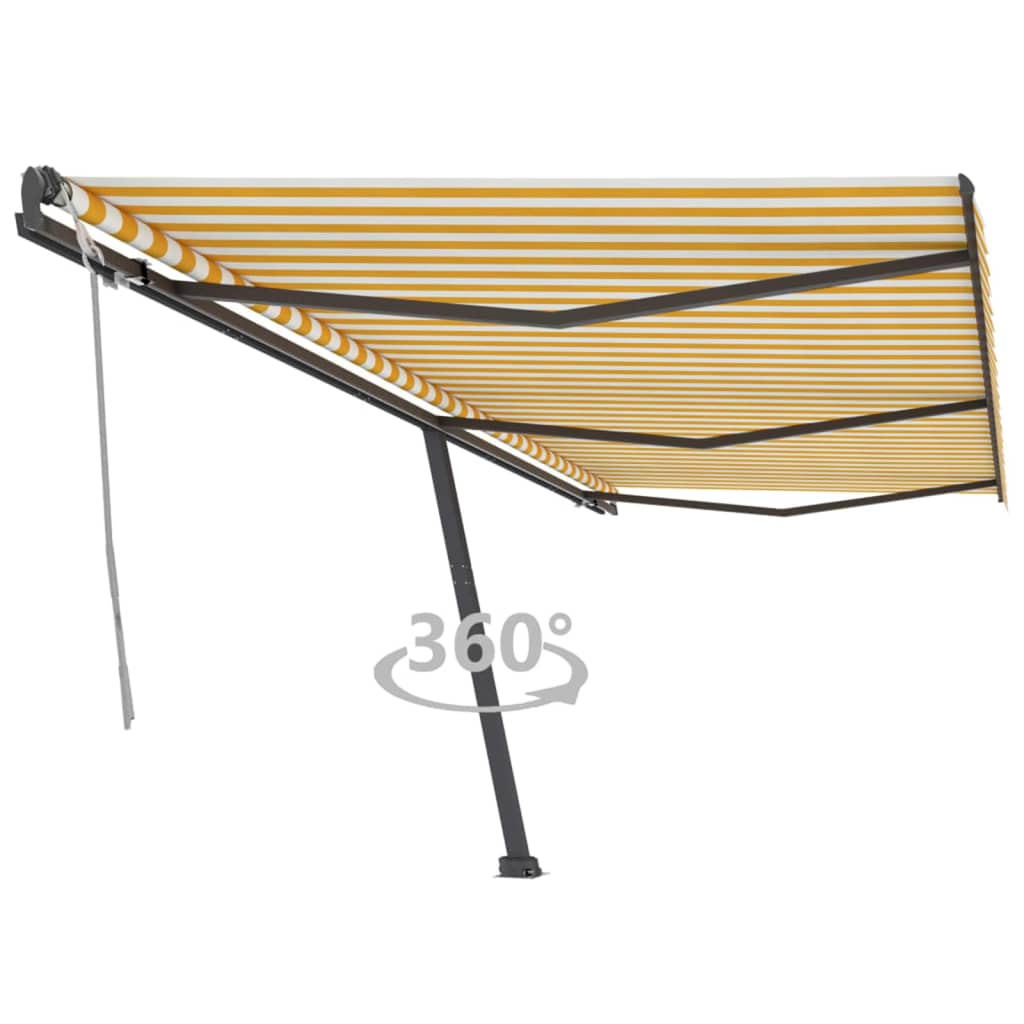 Berkfield Freestanding Manual Retractable Awning 600x300 cm Yellow/White
