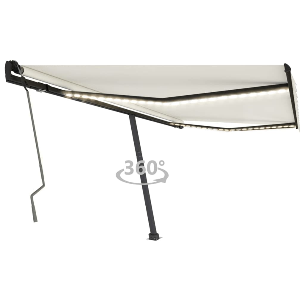 Berkfield Manual Retractable Awning with LED 400x350 cm Cream