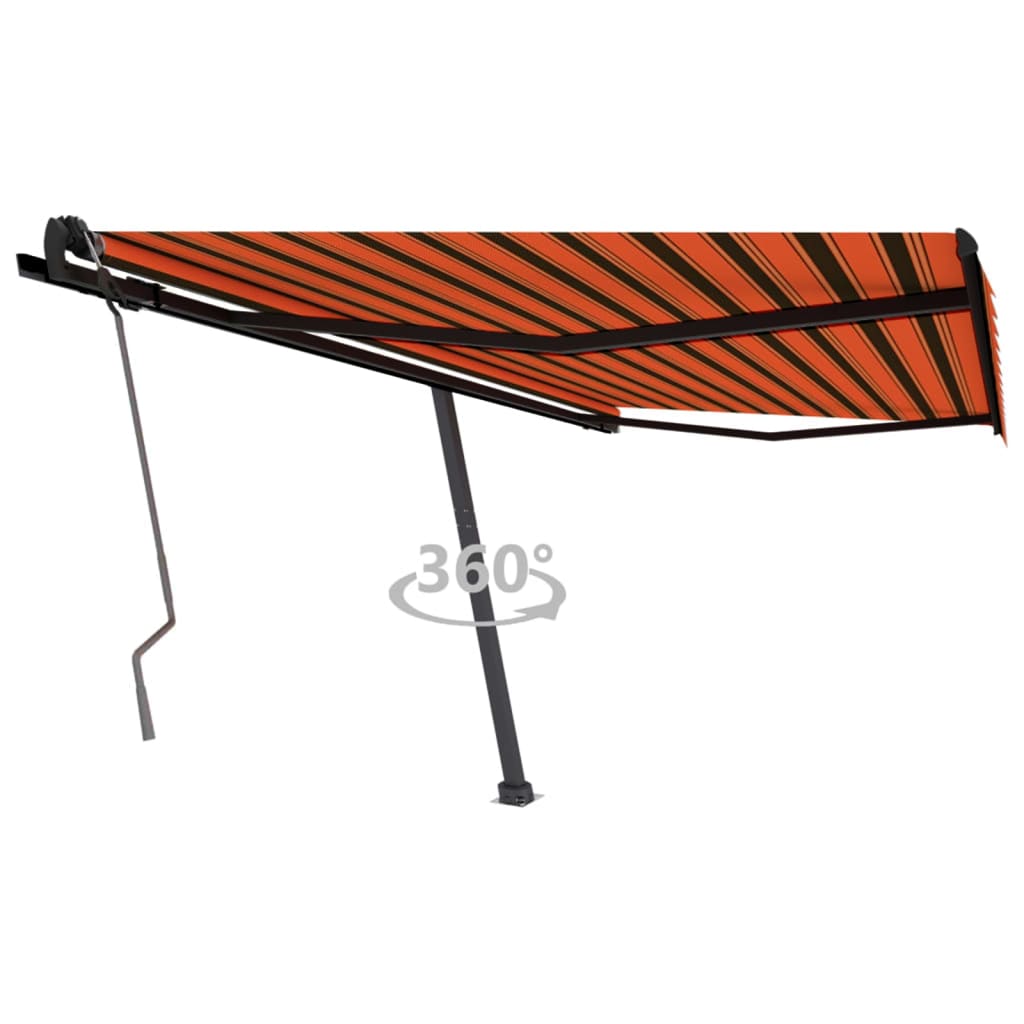 Berkfield Freestanding Manual Retractable Awning 450x350 cm Orange/Brown