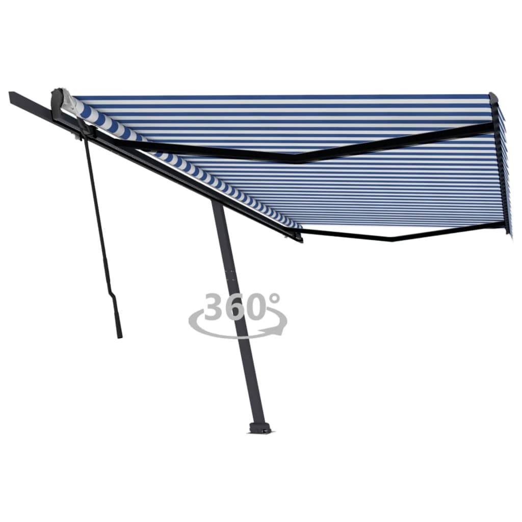 Berkfield Freestanding Manual Retractable Awning 500x350 cm Blue/White