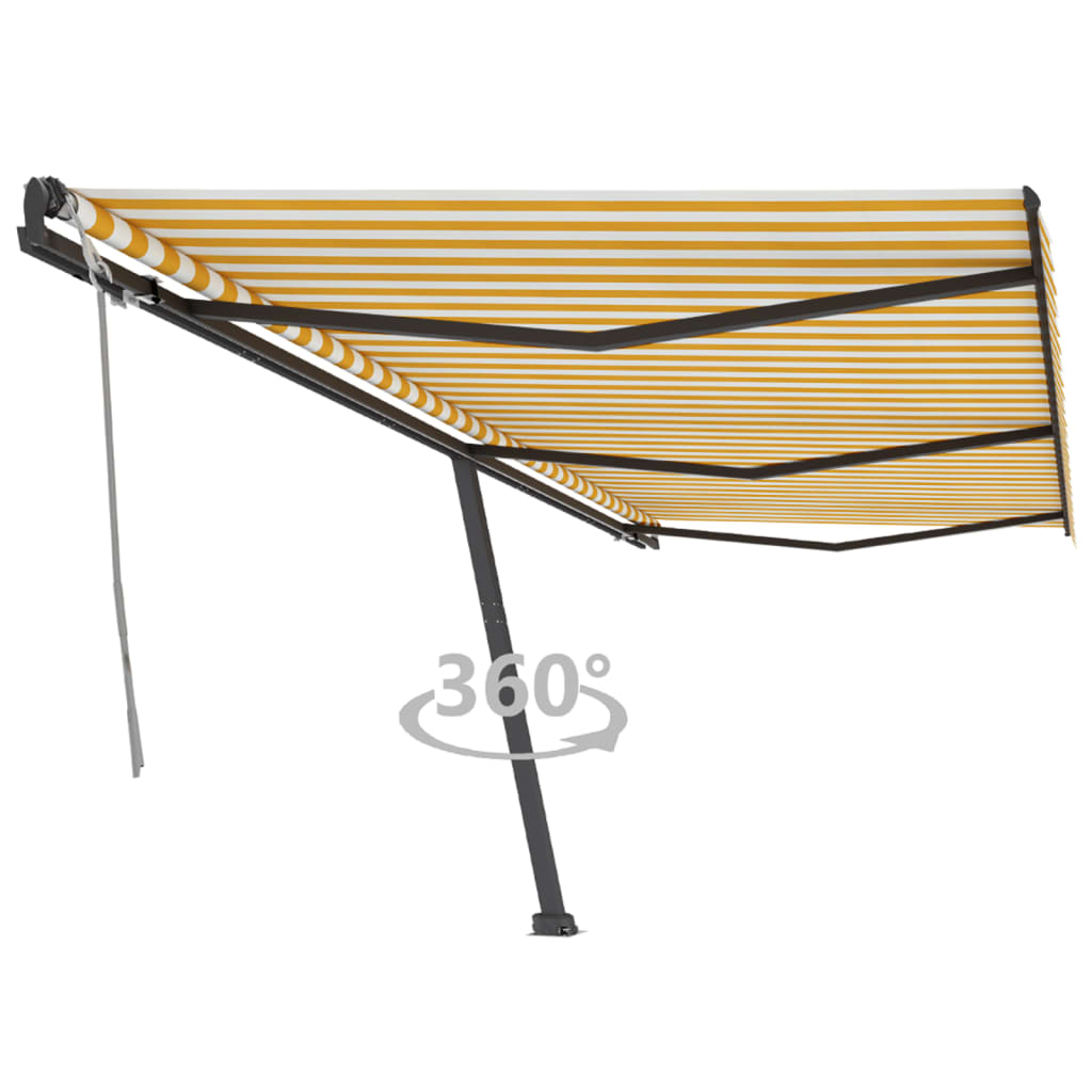 Berkfield Freestanding Manual Retractable Awning 600x350 cm Yellow/White