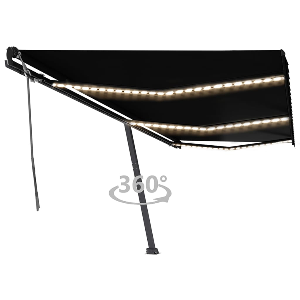 Berkfield Manual Retractable Awning with LED 600x350 cm Anthracite