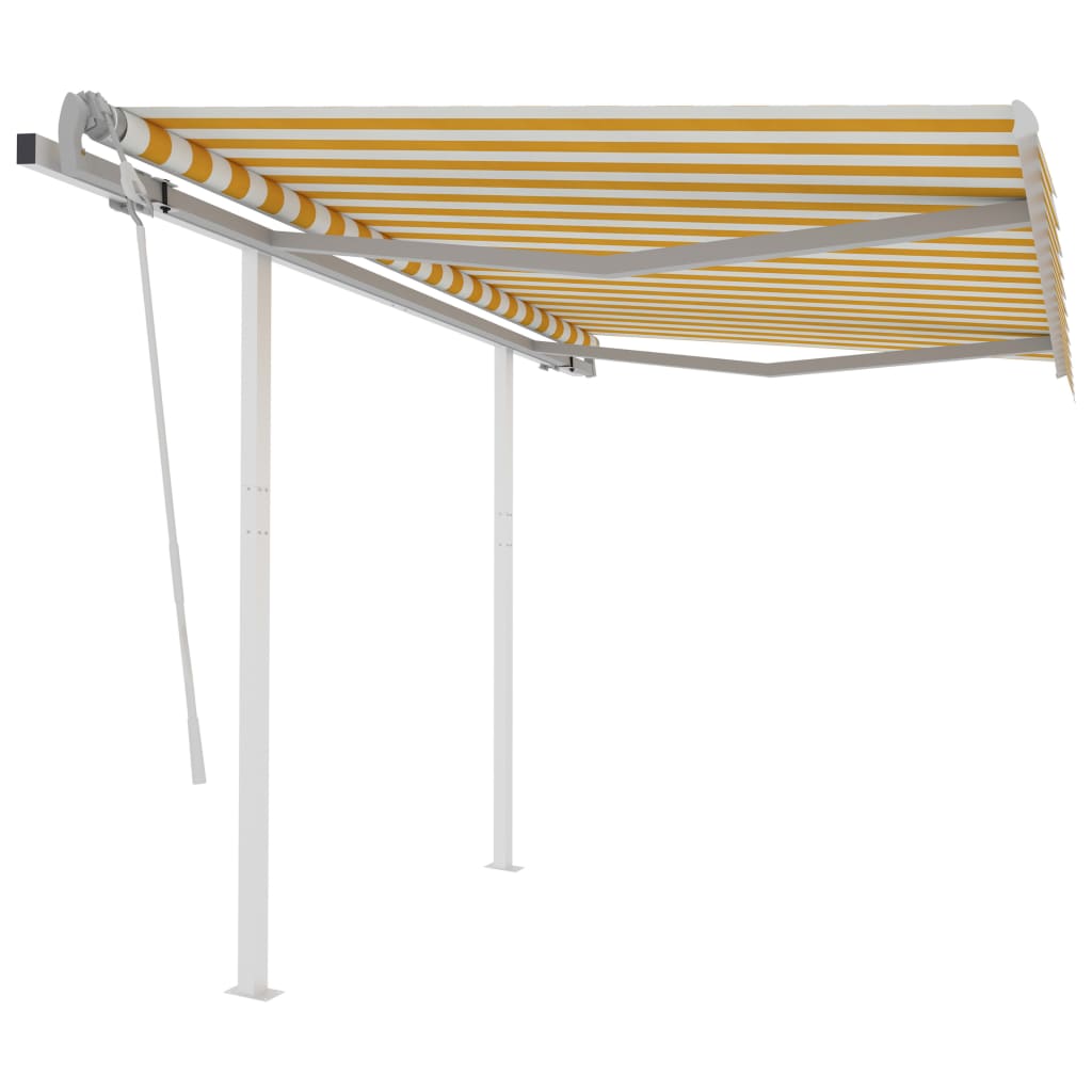 Berkfield Manual Retractable Awning with Posts 3.5x2.5 m Yellow and White