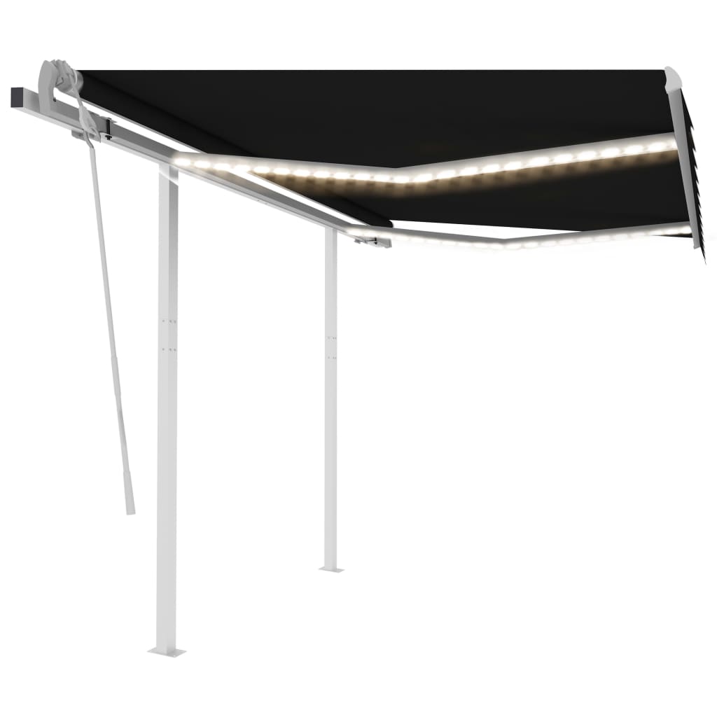 Berkfield Manual Retractable Awning with LED 3.5x2.5 m Anthracite