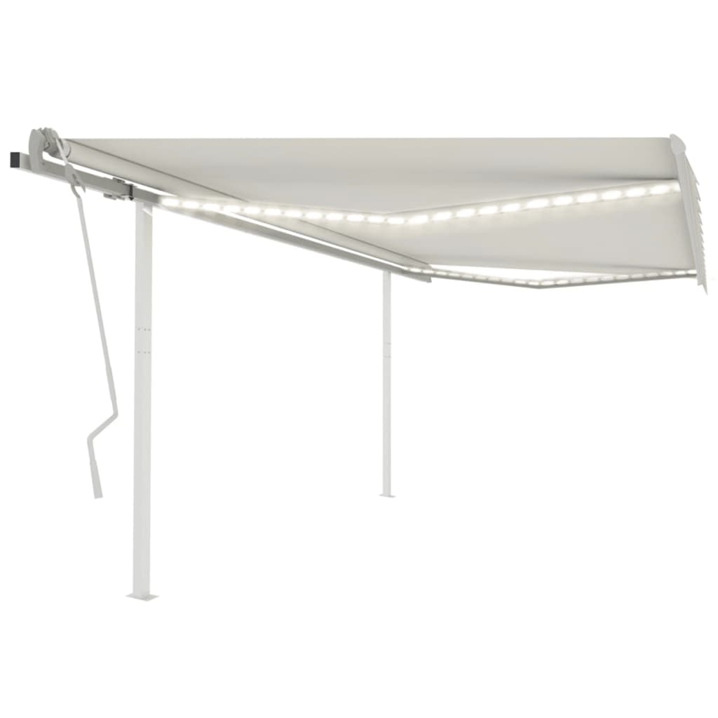 Berkfield Manual Retractable Awning with LED 4.5x3 m Cream