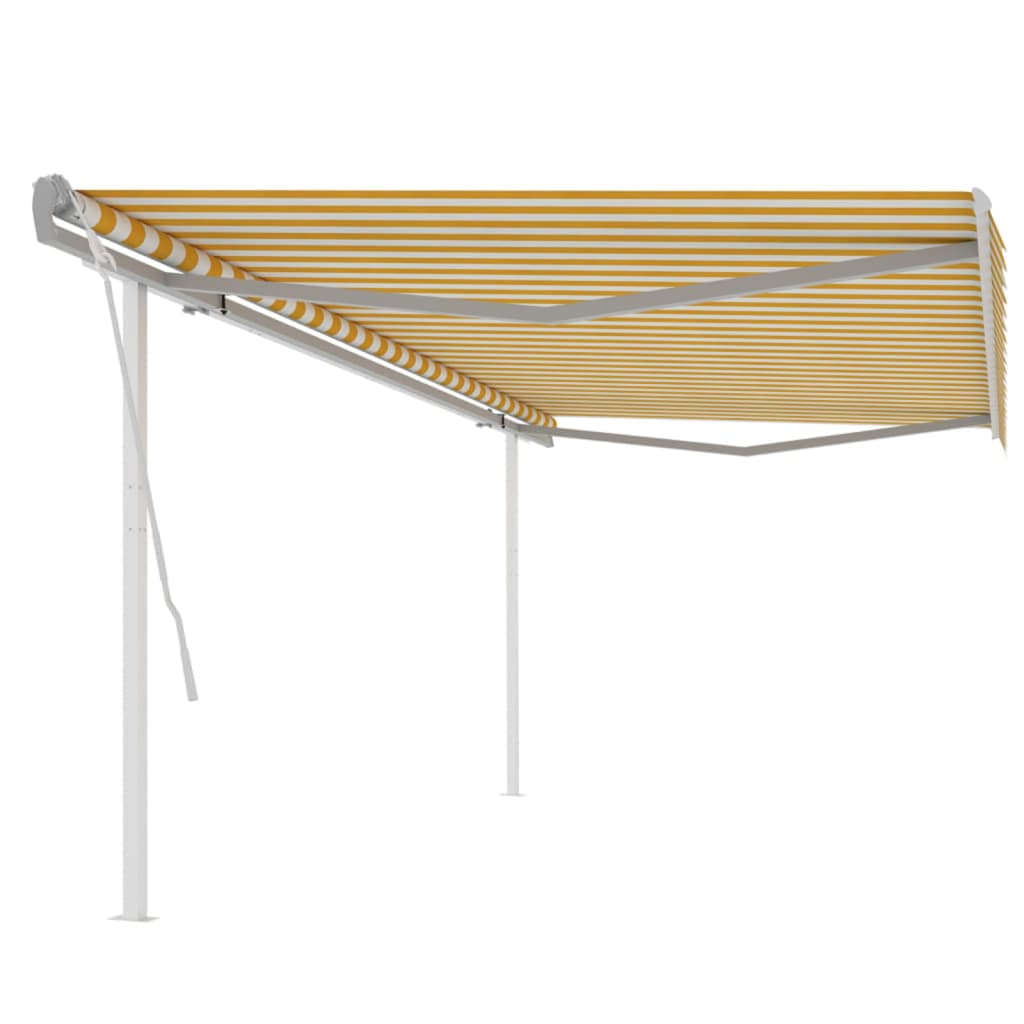 Berkfield Manual Retractable Awning with Posts 5x3 m Yellow and White