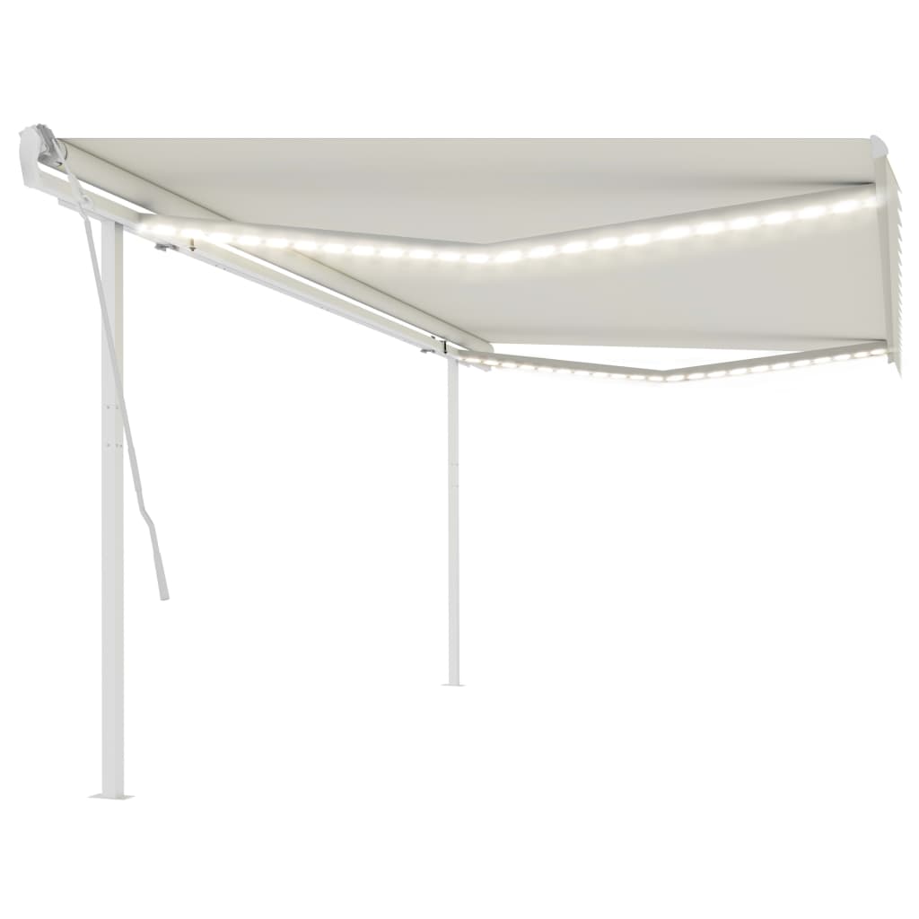 Berkfield Manual Retractable Awning with LED 5x3 m Cream