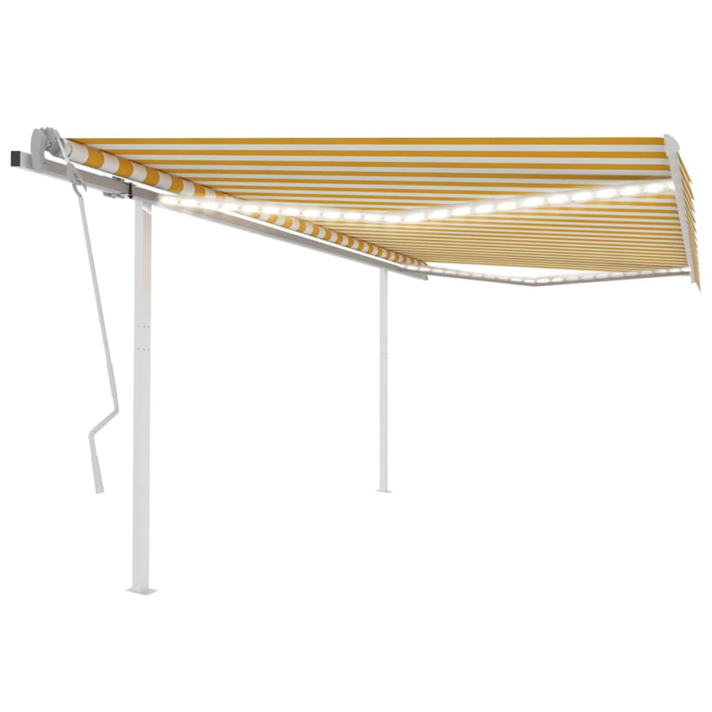 Berkfield Manual Retractable Awning with LED 4x3.5 m Yellow and White