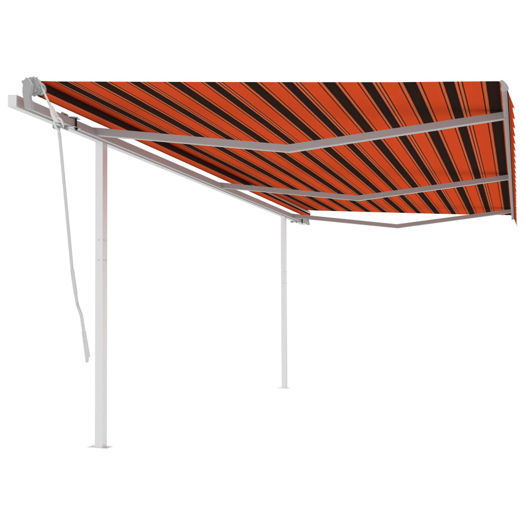 Berkfield Manual Retractable Awning with Posts 6x3.5 m Orange and Brown