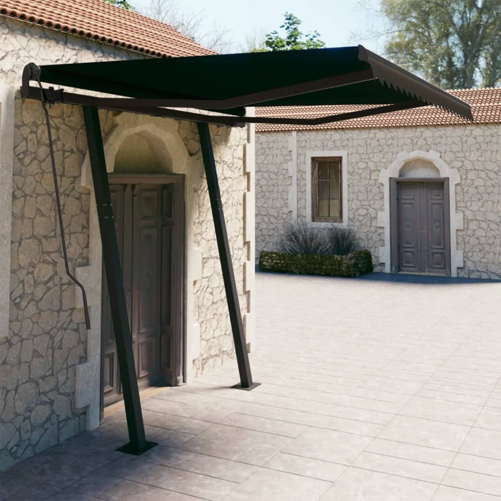 Berkfield Manual Retractable Awning with Posts 3x2.5 m Anthracite