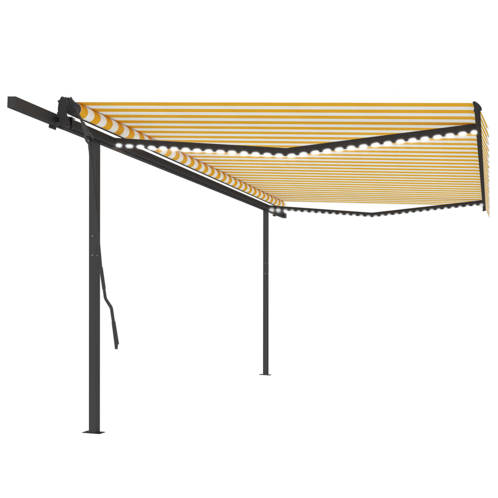Berkfield Manual Retractable Awning with LED 5x3.5 m Yellow and White