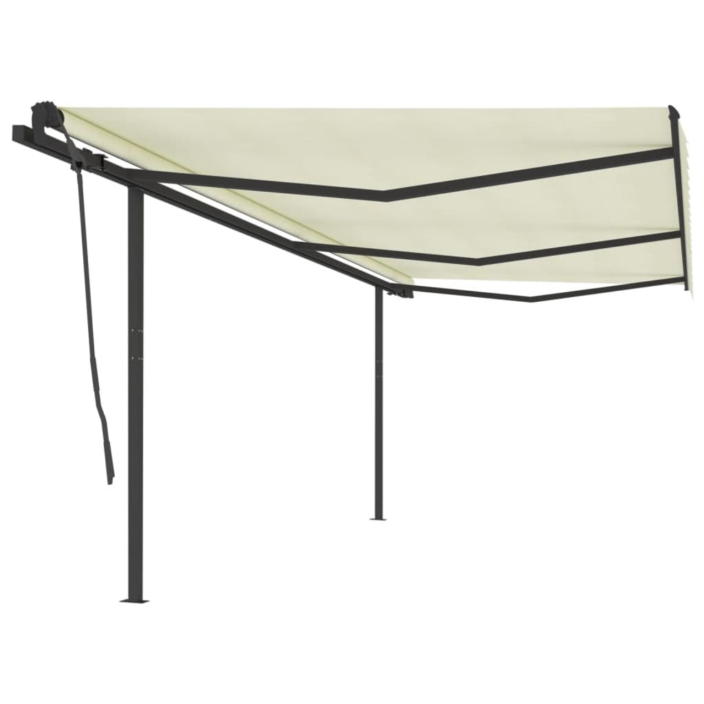 Berkfield Manual Retractable Awning with Posts 6x3.5 m Cream