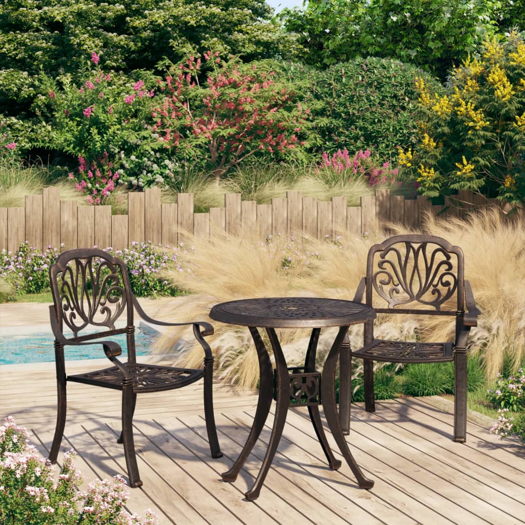 Berkfield 3 Piece Bistro Set Cast Aluminium Bronze