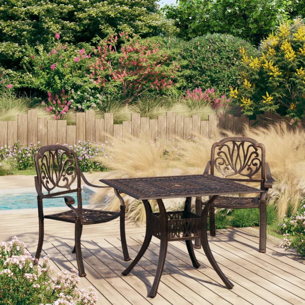 Berkfield 3 Piece Bistro Set Cast Aluminium Bronze