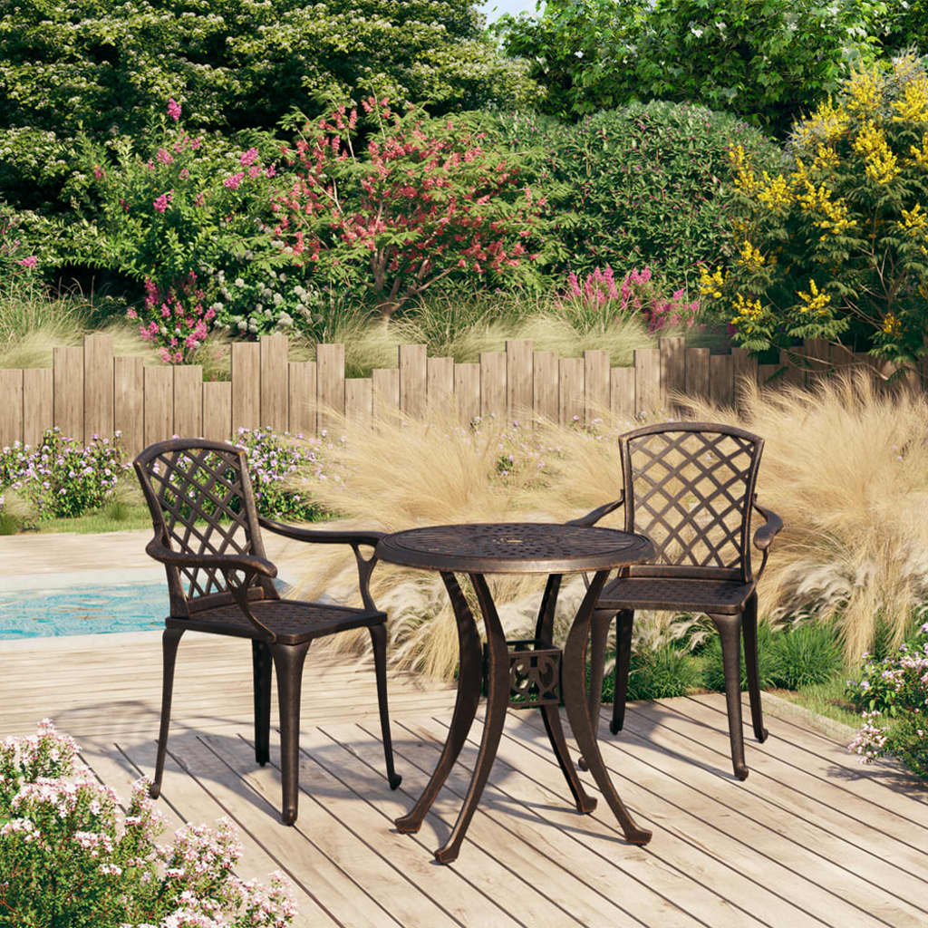 Berkfield 3 Piece Bistro Set Cast Aluminium Bronze