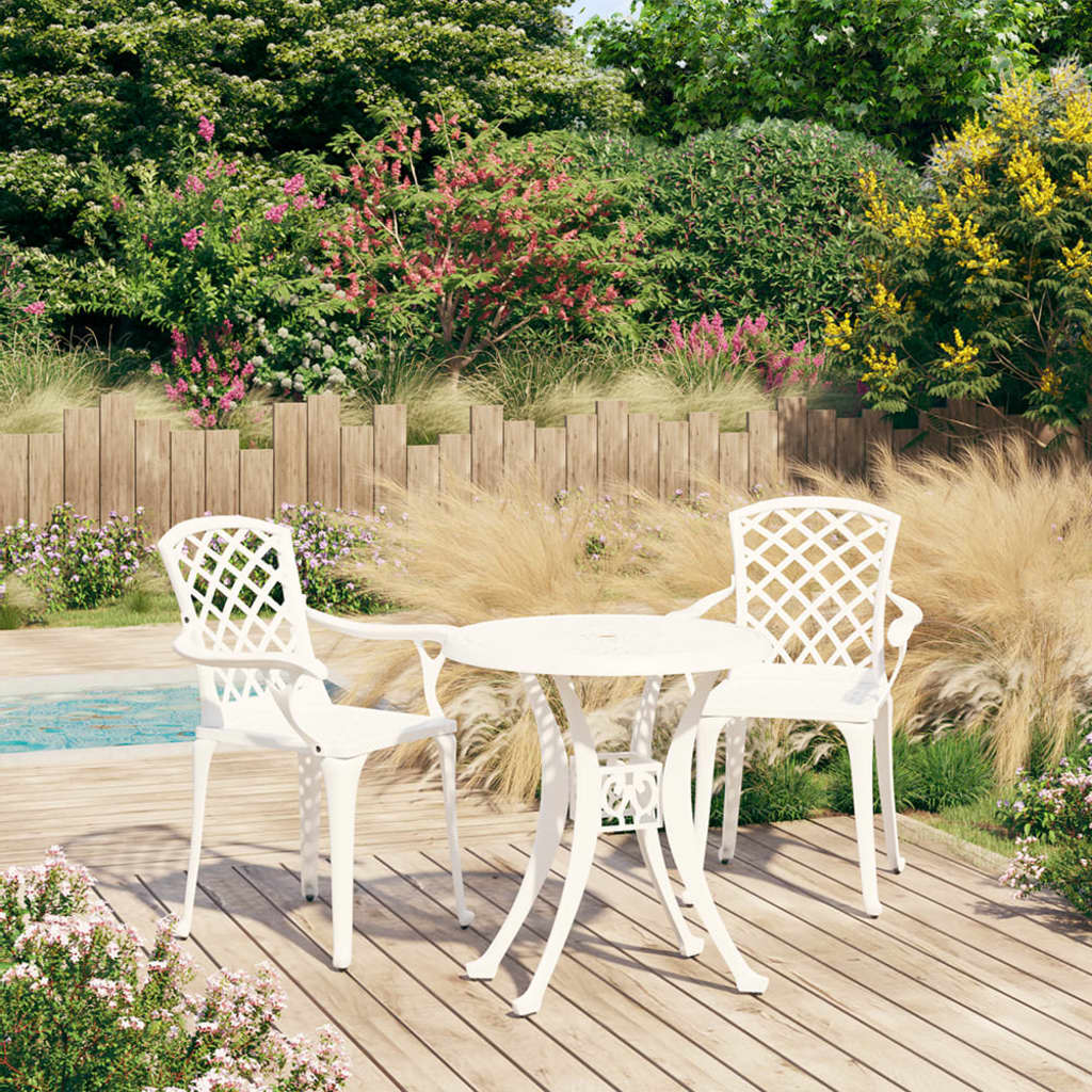 Berkfield 3 Piece Bistro Set Cast Aluminium White